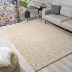 Loca Shaggy Vierkant Vloerkleed Hoogpolig Beige - 200x200 CM
