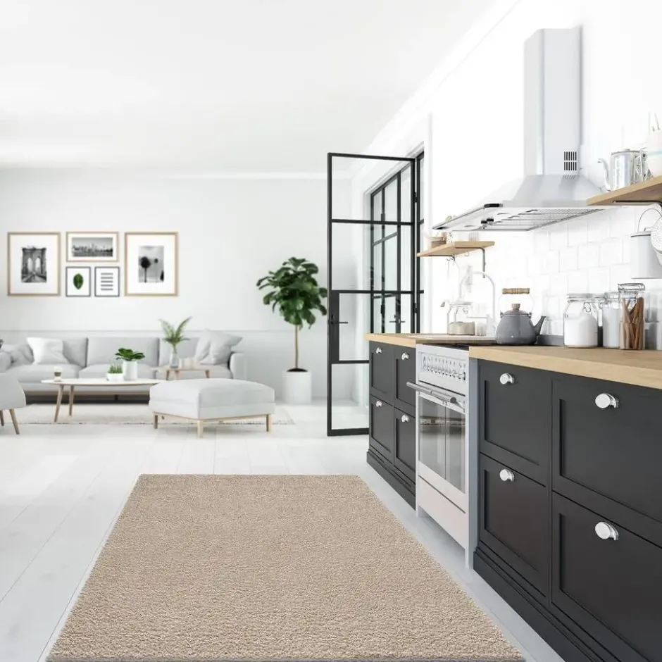Loca Shaggy Vierkant Vloerkleed Hoogpolig Beige - 300x300 CM