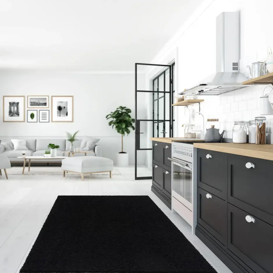 Loca Shaggy Vloerkleed Hoogpolig Zwart - 200x290 CM