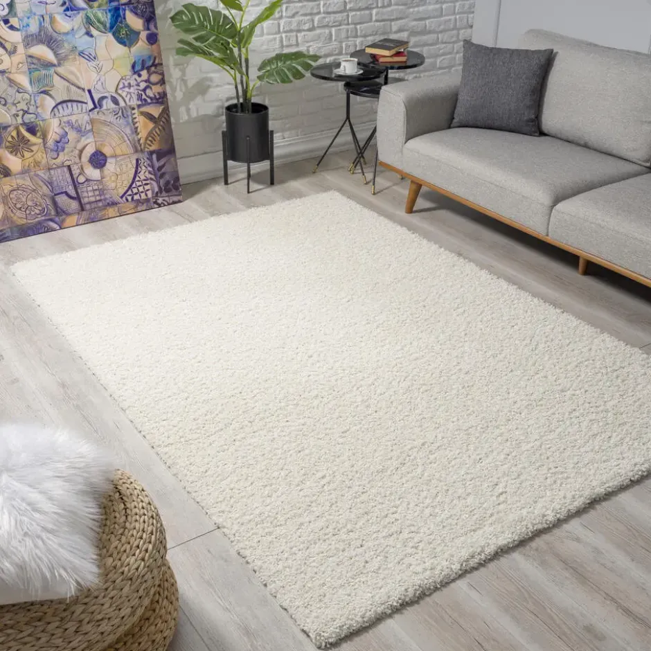 Loca Shaggy Vloerkleed Hoogpolig Creme - 240x340 CM
