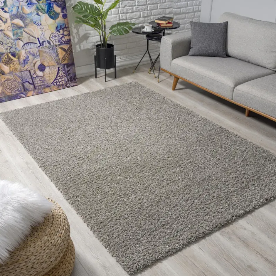 Loca Shaggy Vloerkleed Hoogpolig Lichtgrijs - 200x290 CM