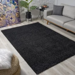 Loca Shaggy Vloerkleed Hoogpolig Zwart - 120x170 CM