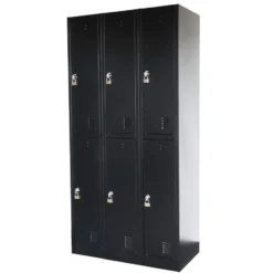Lockerkast Zwart - 90x185 cm - 6 lockers
