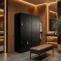 Lockerkast Zwart - 60x185 cm - 4 lockers