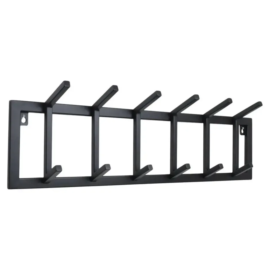 LOFT42 Kapstok Jaimy Single - Zwart – Metaal – 6 dubbele haken - 80x24x12