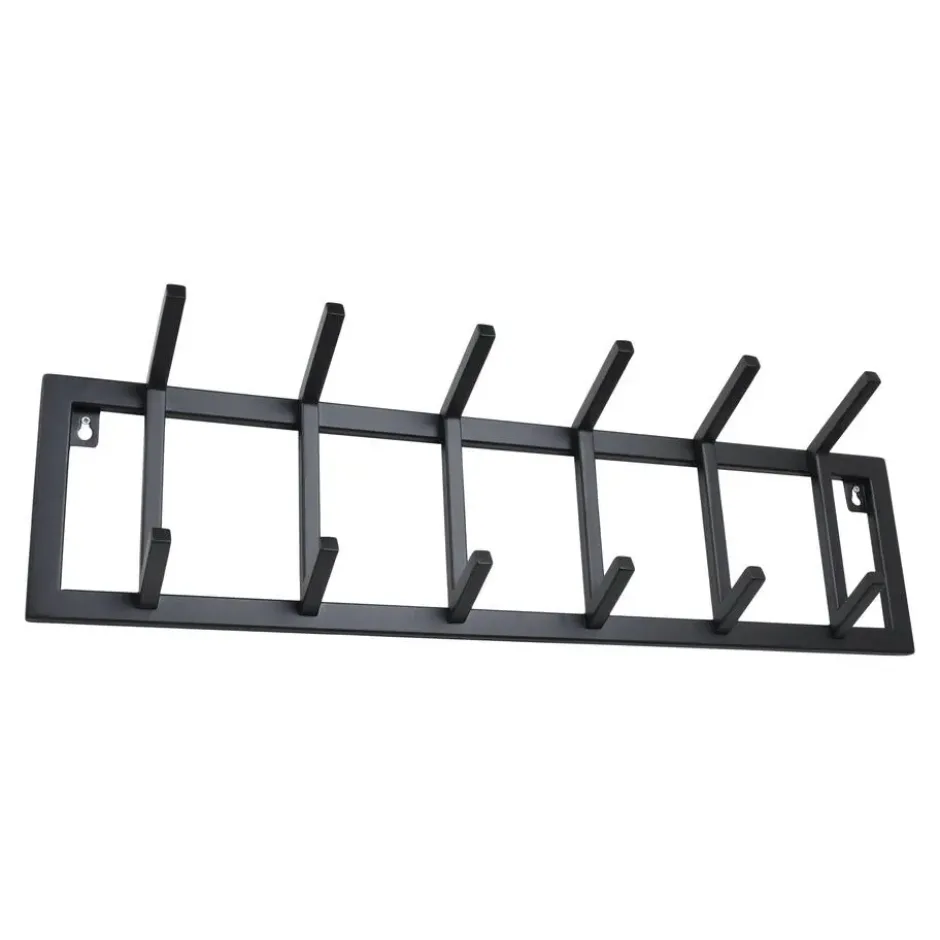 LOFT42 Kapstok Jaimy Single - Zwart – Metaal – 6 dubbele haken - 80x24x12