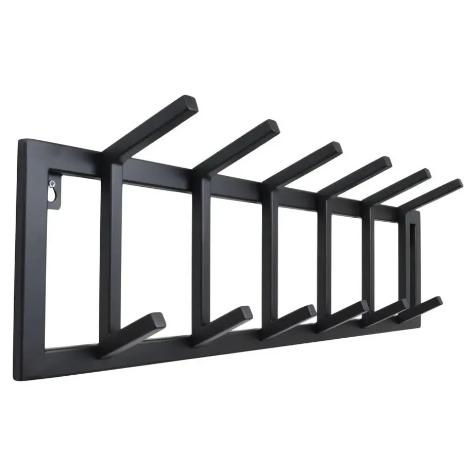 LOFT42 Kapstok Jaimy Single - Zwart – Metaal – 6 dubbele haken - 80x24x12