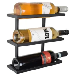 LOFT42 Pinot Wandwijnrek - 3 flessen - Metaal - Zwart - 26x27x11