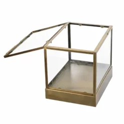 LOFT42 Showy Glazen Display Box Antiek Messing - Metaal - (27x30x20)
