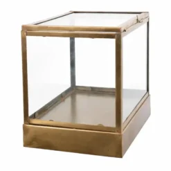 LOFT42 Showy Glazen Display Box Antiek Messing - Metaal - (27x30x20)