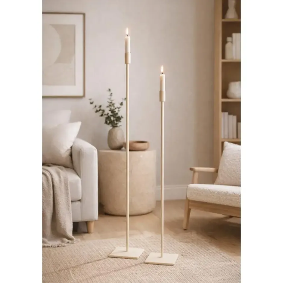 LOFT42 Vloerkandelaar Set Eve vierkant - Beige metaal