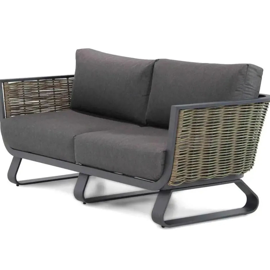 Lounge Tuinbank 2,5-zits Aluminium/wicker Grijs-antraciet Santika Furniture