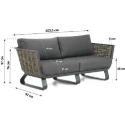 Lounge Tuinbank 2,5-zits Aluminium/wicker Grijs-antraciet Santika Furniture