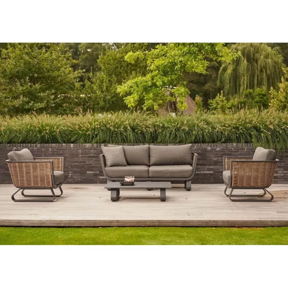 Lounge Tuinbank 2,5-zits Aluminium/wicker Grijs-antraciet Santika Furniture