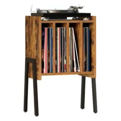 LP Opbergsysteem - Platenrek - LP Houder - Vinyl Houder - MDF - Bruin Vintage