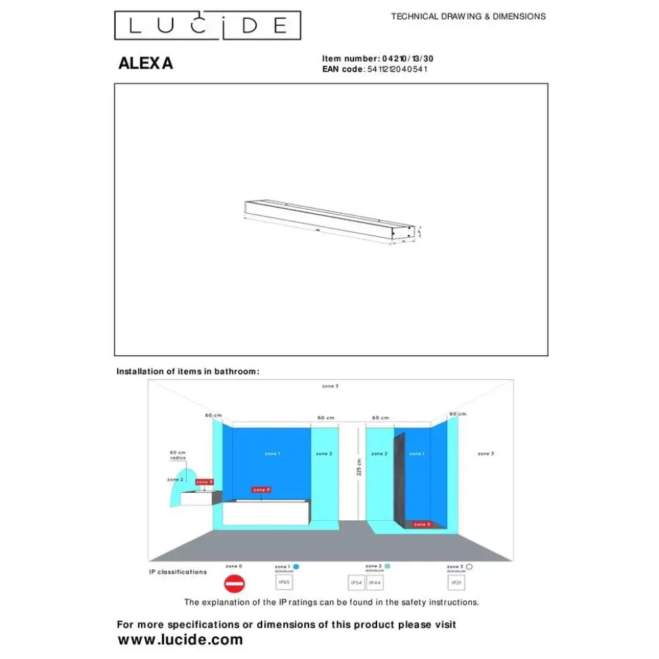 Lucide ALEXA Wandlamp - Zwart