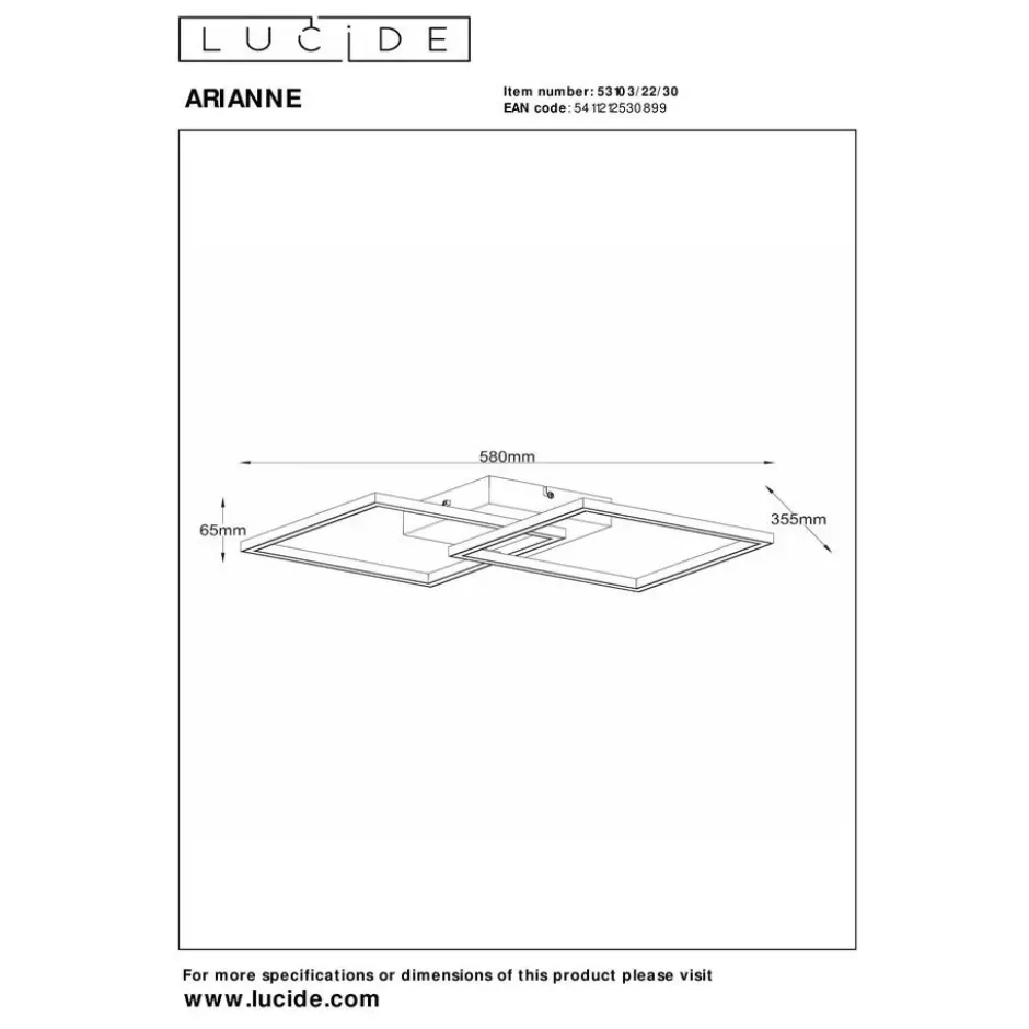 Lucide ARIANNE Plafonnière - Zwart