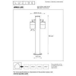 Lucide ARNE-LED Sokkellamp - Mat chroom