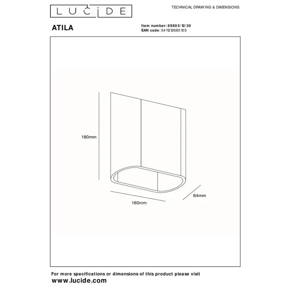 Lucide ATILA Wandlamp - Zwart