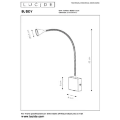 Lucide BUDDY Bedlamp - Zwart