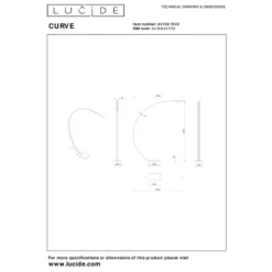 Lucide CURVE Booglamp - Mat Goud / Messing