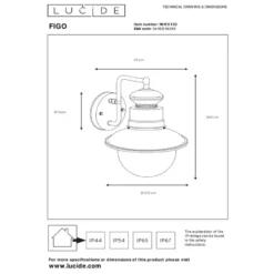 Lucide FIGO Wandlamp - Zwart