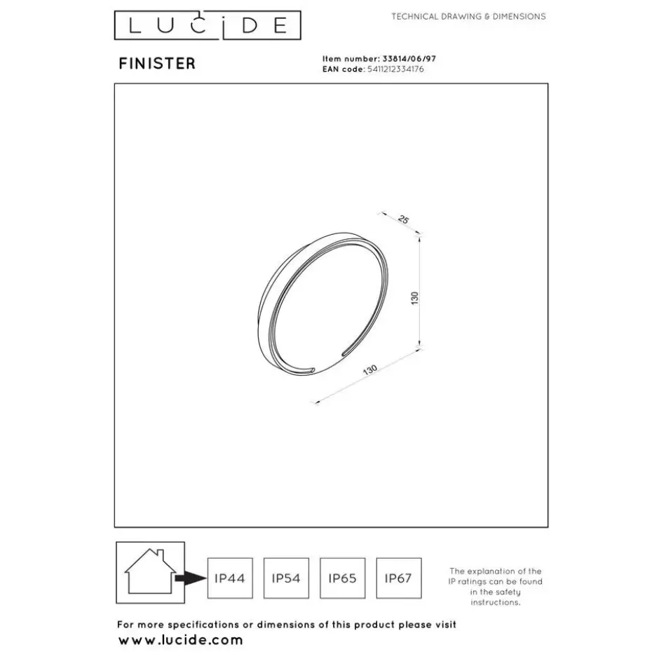 Lucide FINISTER Wandlamp - Roest bruin