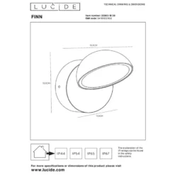 Lucide FINN Wandlamp - Zwart