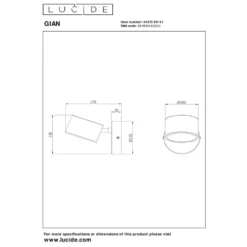 Lucide GIAN Wandlamp - Taupe