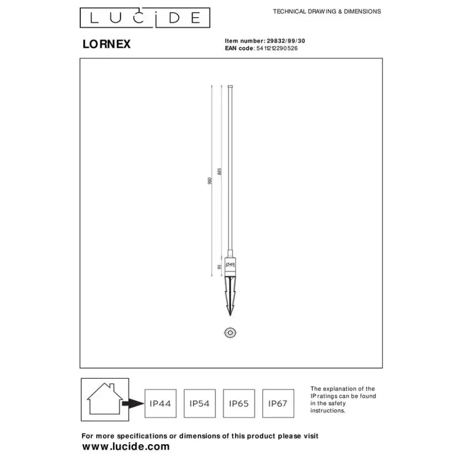 Lucide LORNEX Tuinspot - Zwart