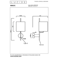 Lucide MAGIC Wandlamp - Zwart