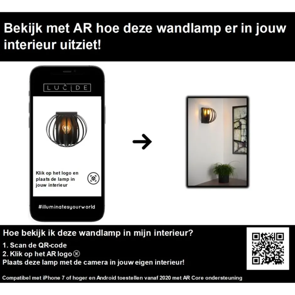 Lucide MANUELA Wandlamp - Zwart