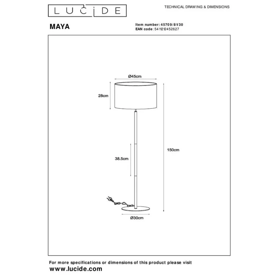 Lucide MAYA Vloerlamp - Zwart