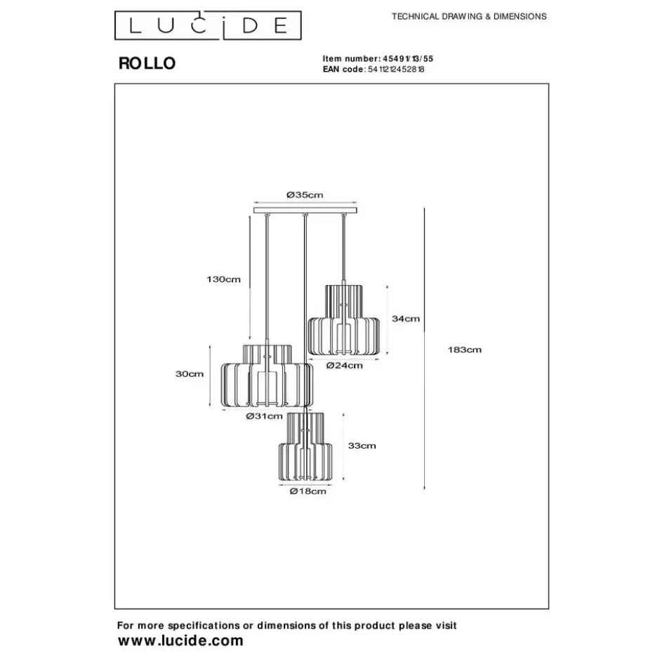 Lucide ROLLO Hanglamp - Terracotta