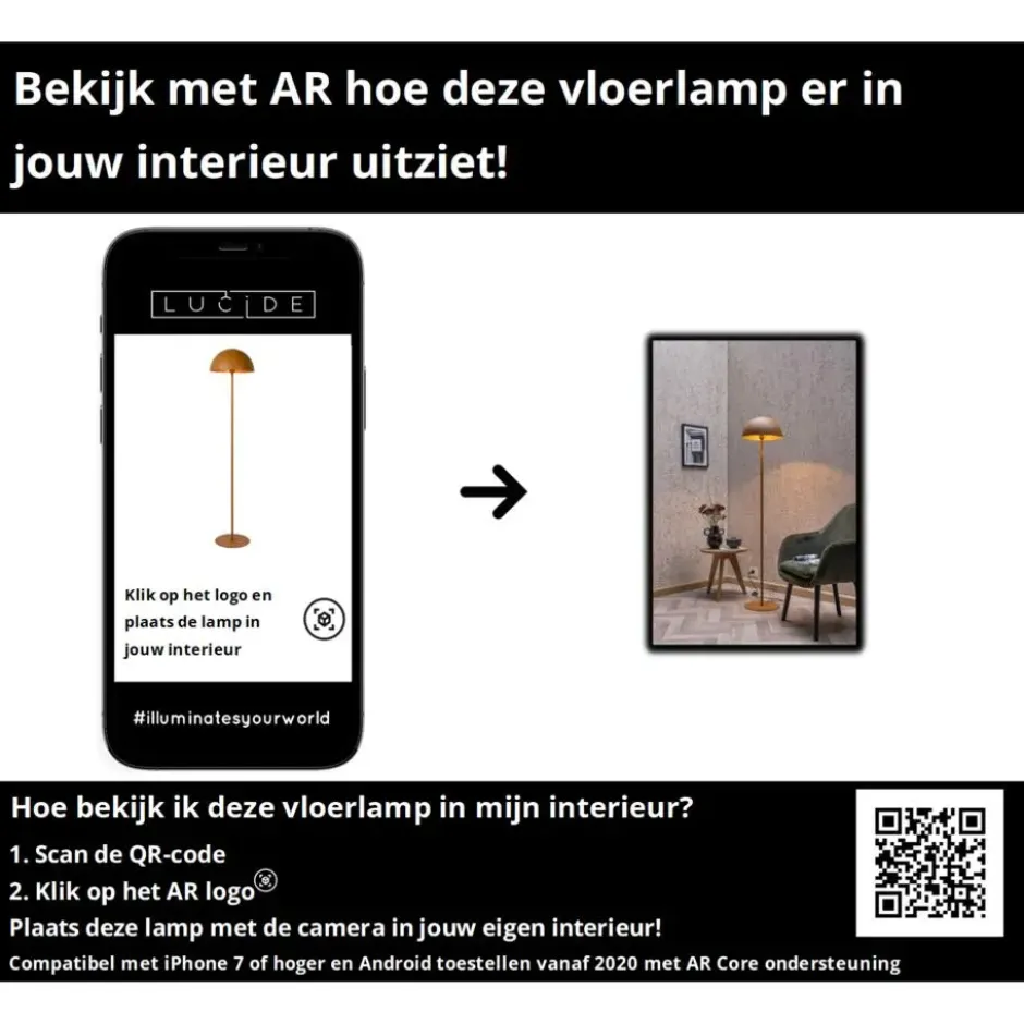 Lucide SIEMON Vloerlamp - Okergeel