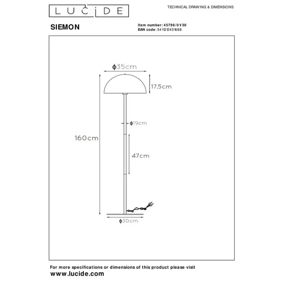 Lucide SIEMON Vloerlamp - Zwart