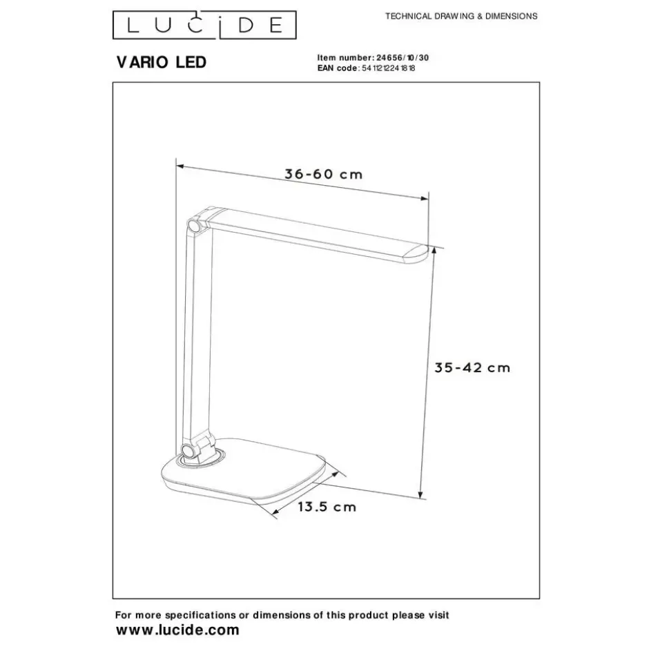 Lucide VARIO LED Bureaulamp - Zwart
