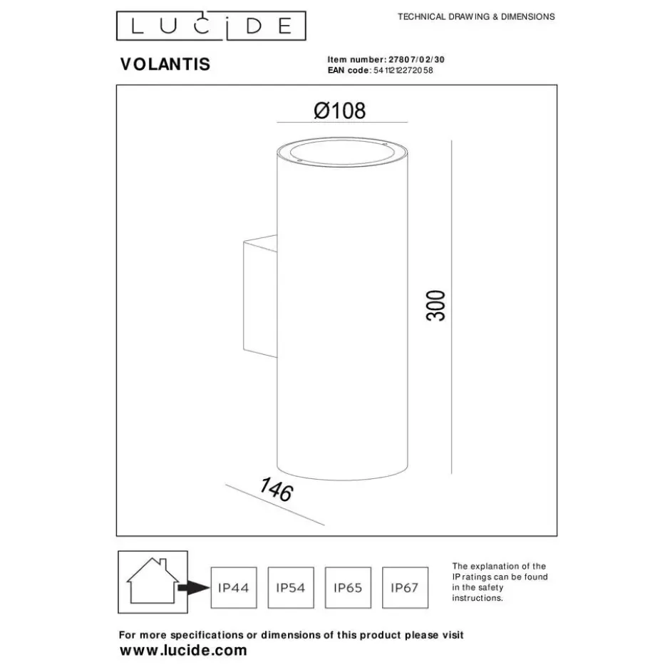 Lucide VOLANTIS Wandspot - Zwart
