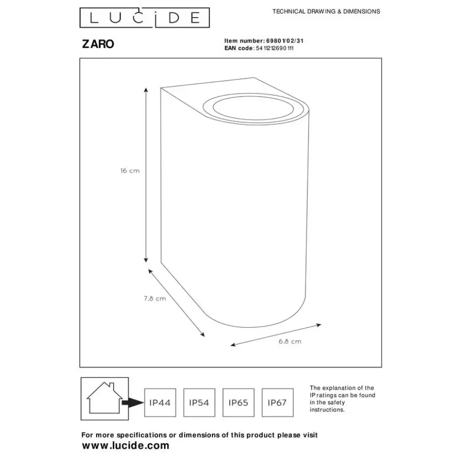 Lucide ZARO Wandspot - Wit