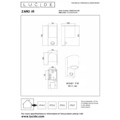 Lucide ZARO Wandspot - Zwart