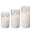 Lumineo LED stompkaarsen - 3x - wit- in glas - met timer
