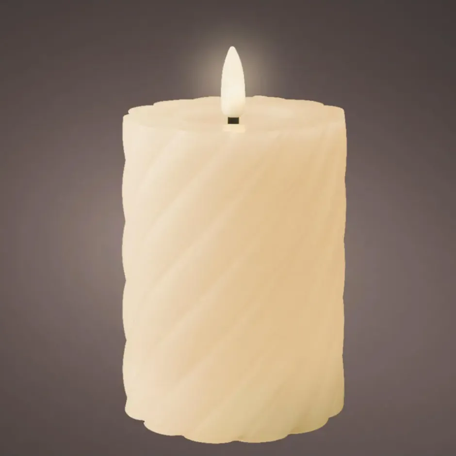 Lumineo Luxe LED kaars - creme wit - D7,5 x H12,3 cm - timer