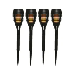Lumineo Tuinfakkels - 4x stuks - Solar licht - vlameffect - 27 cm