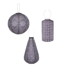 Lumiz Lampion op zonne energie - Solar tuinverlichting - Paarse Set - 3 stuks