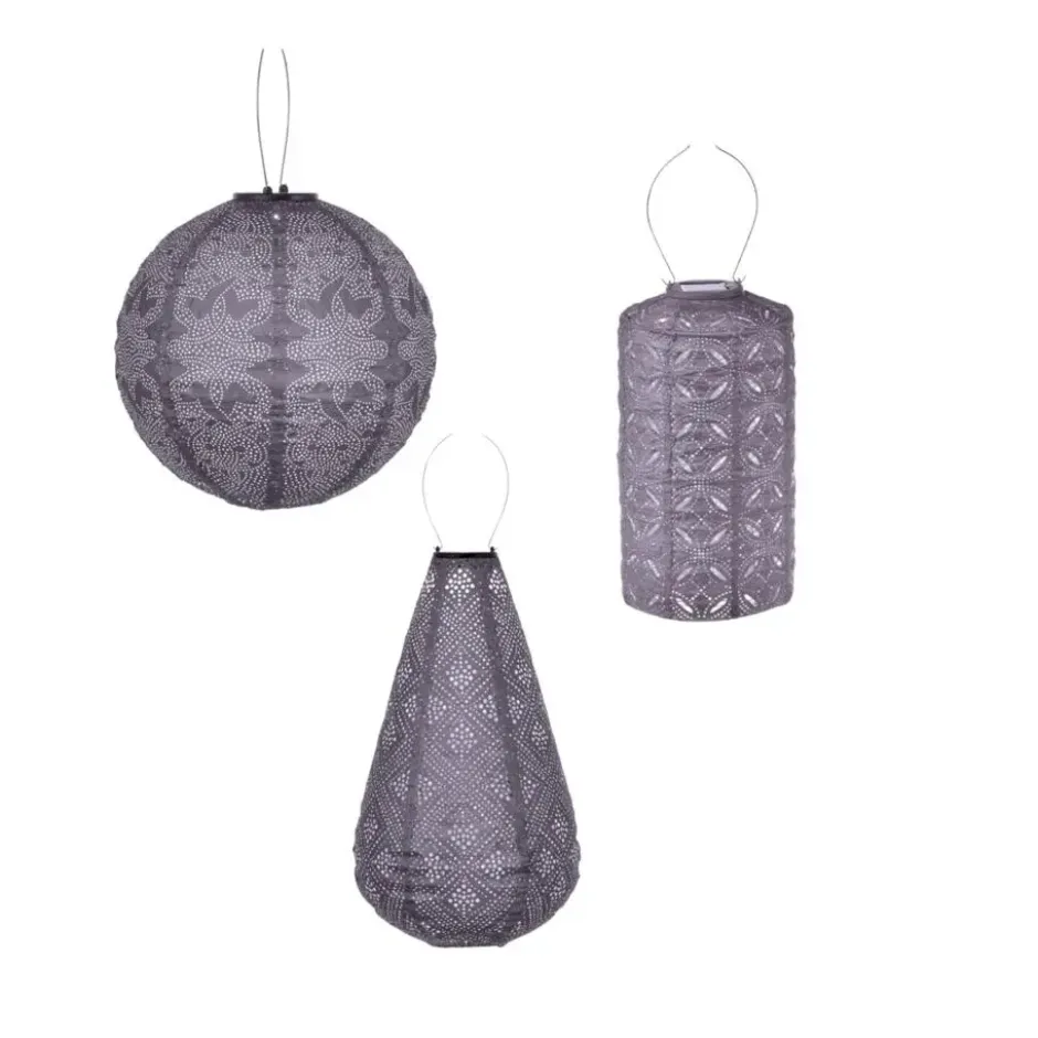 Lumiz Lampion op zonne energie - Solar tuinverlichting - Paarse Set - 3 stuks