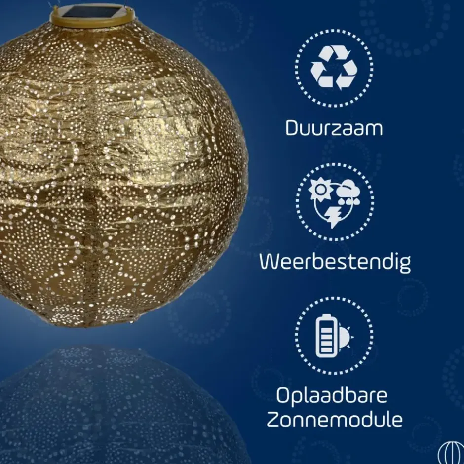 Lumiz Solar Buitenlampion - Bazaar Rond - 30 cm - Goud