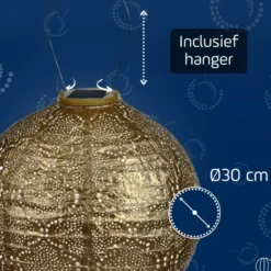 Lumiz Solar Buitenlampion - Bazaar Rond - 30 cm - Goud