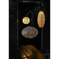 Lumiz Solar Buitenlampion - Bazaar Long Oval - 20 cm - Roze