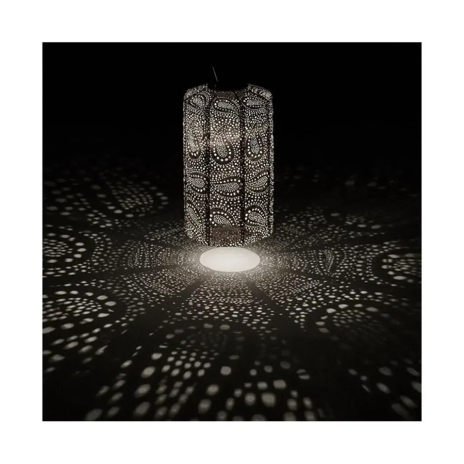 Lumiz Solar Buitenlampion - Paisley Cylinder - 18 cm - Roze