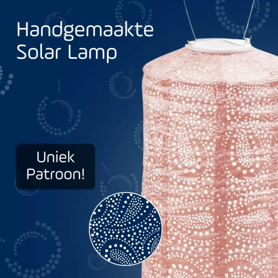 Lumiz Solar Buitenlampion - Paisley Cylinder - 18 cm - Roze